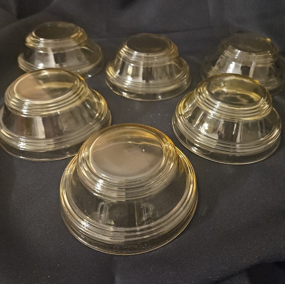 Fostoria Depression Glass Topaz Yellow Transparent Set 6 finger dessert bowls - Picture 5 of 10